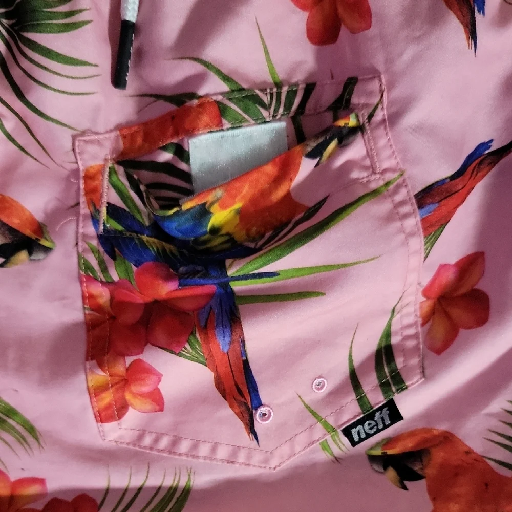 Neff Pink Tropical Parrot Board Shorts